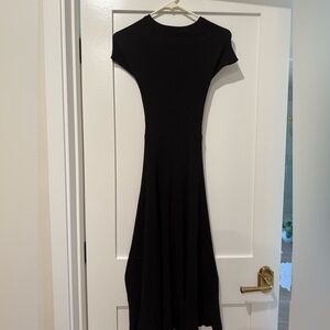 Zara Long Black Cap Sleeve Dress